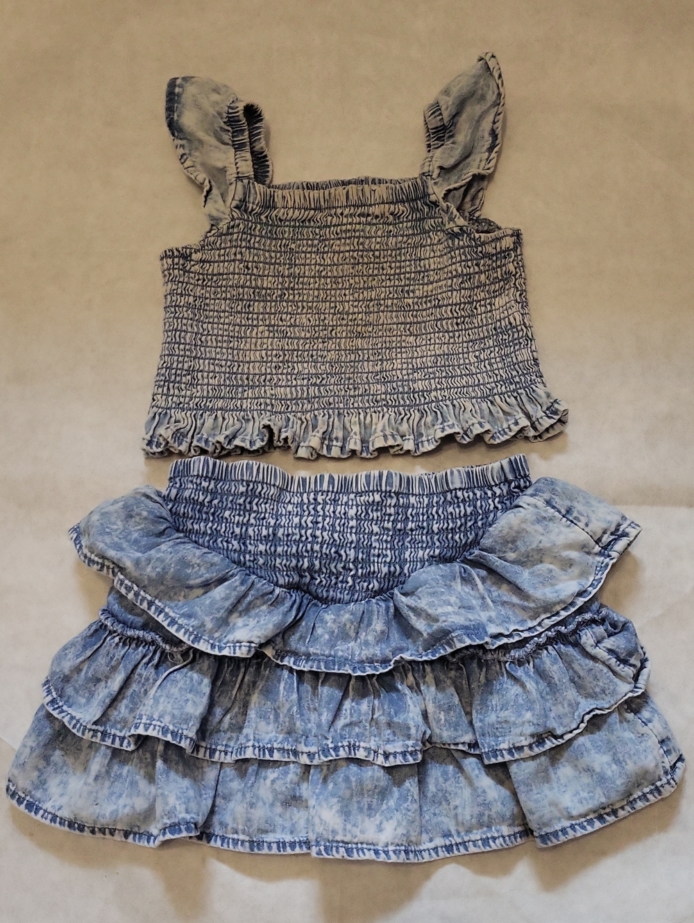 Super cute ruffle denim skort and top